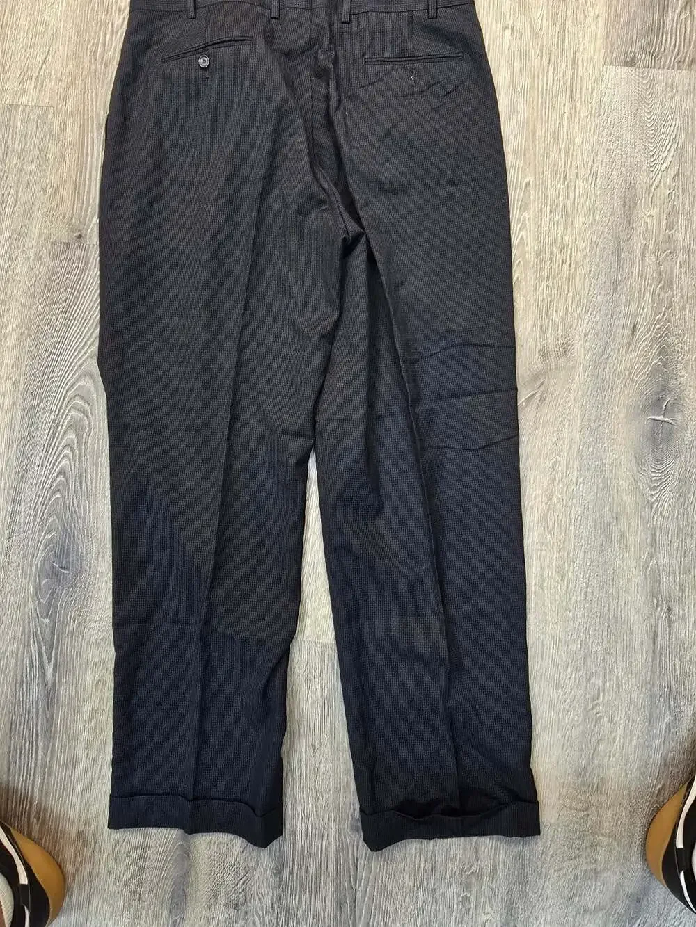 Ralph Lauren Men's Pleated Dress Pants Black Houndstooth Size 36x32